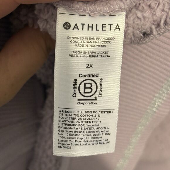 Athleta Lavender Women’s Tugga Sherpa Fleece Cropped Zip Jacket Size 2X Pockets - Picture 9 of 11